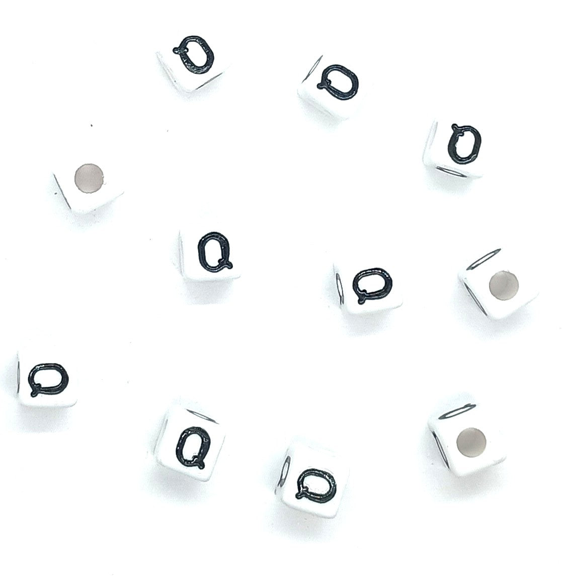 250 x 8mm white cube single & mixed alphabets / letters acrylic beads