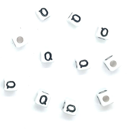 250 x 8mm white cube single & mixed alphabets / letters acrylic beads