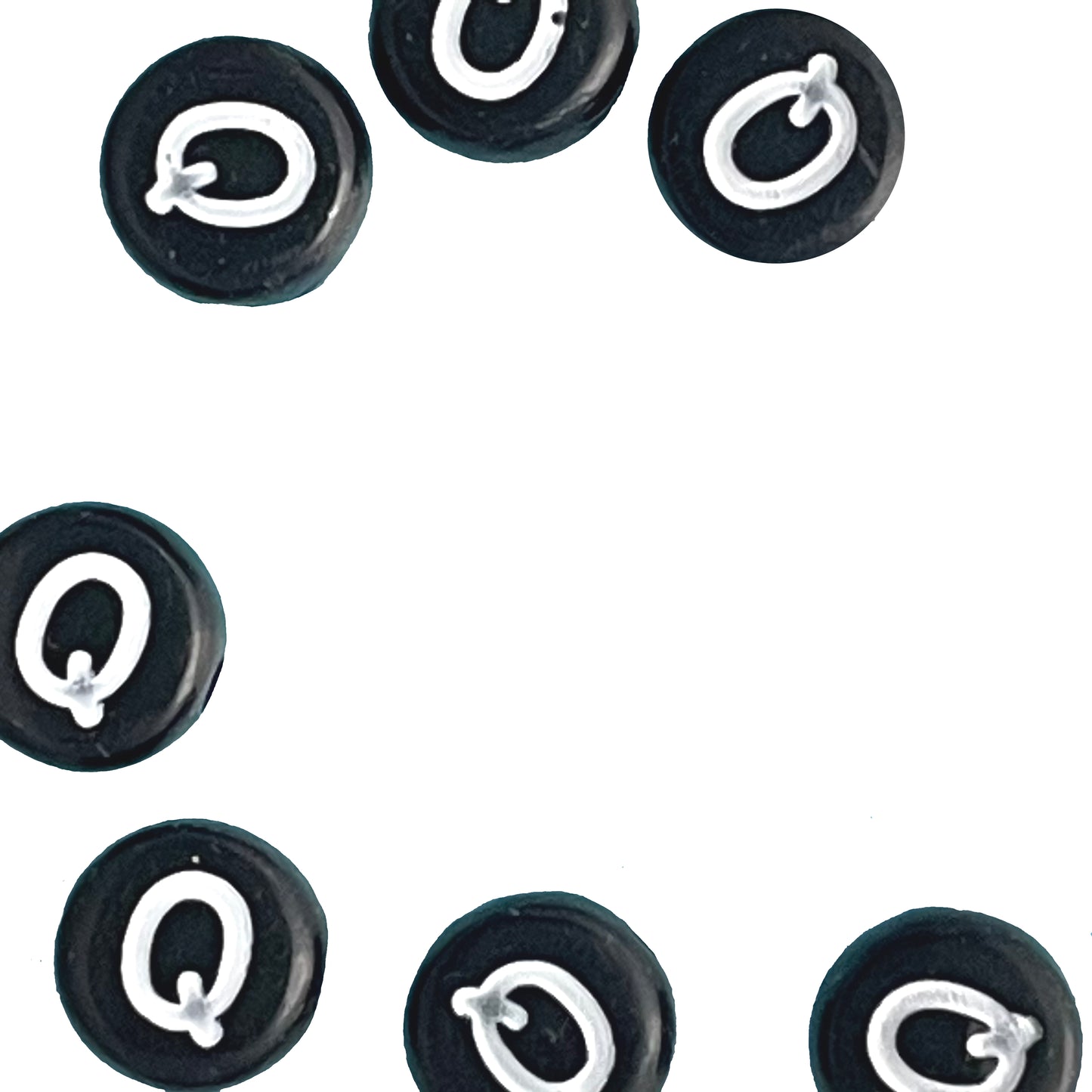 7x4mm Black Flat Round Acrylic Alphabet Beads - Single & Mixed Letters