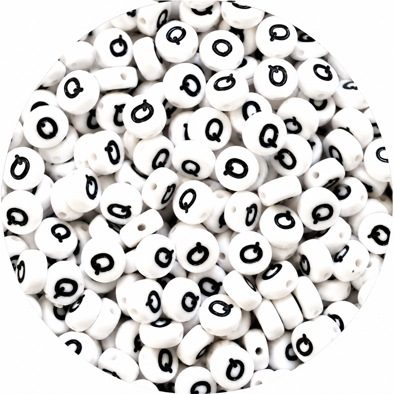 7mm White Round Acrylic Alphabet Beads