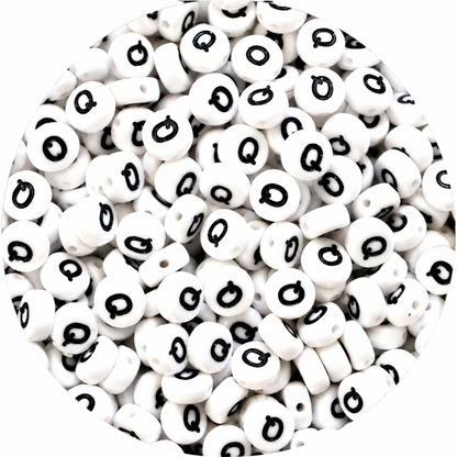 7mm White Round Acrylic Alphabet Beads