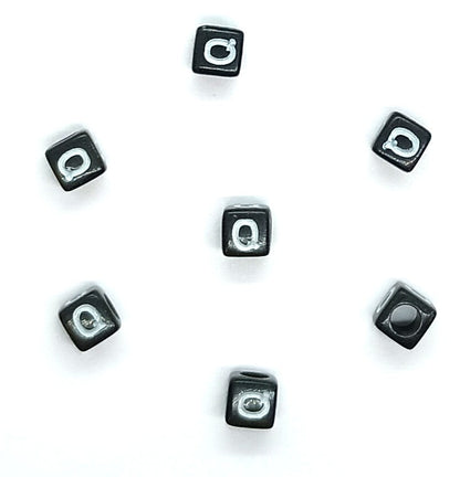 6mm Black Cube Acrylic Alphabet Beads - Single & Mixed Letters