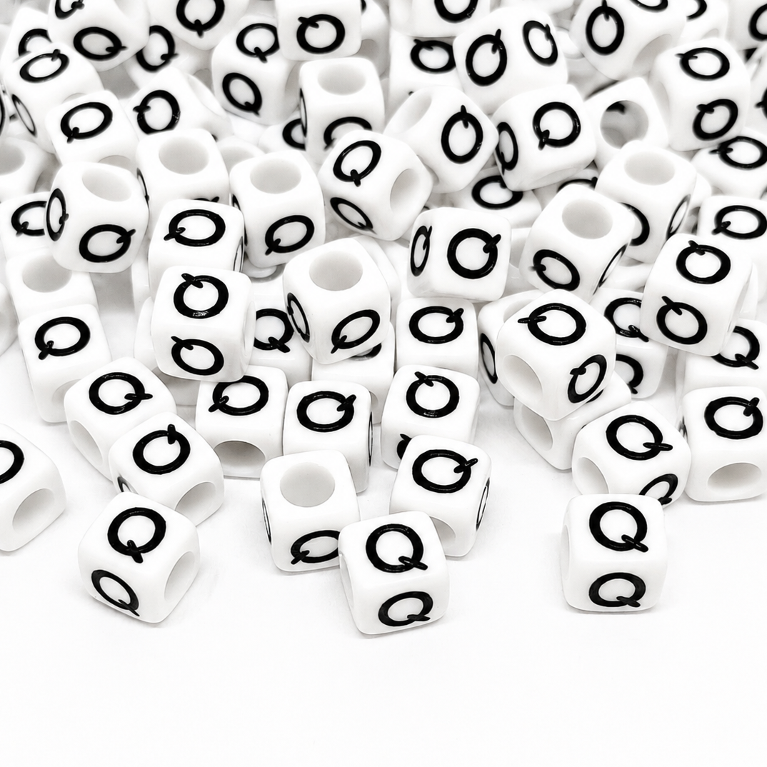 1000pcs 6mm Cube White Alphabet Beads