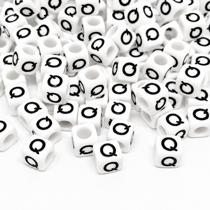 1000pcs 6mm Cube White Alphabet Beads