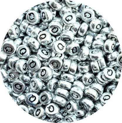 7x4mm Silver Flat Round Acrylic Alphabet Beads - Single & Mixed Letters