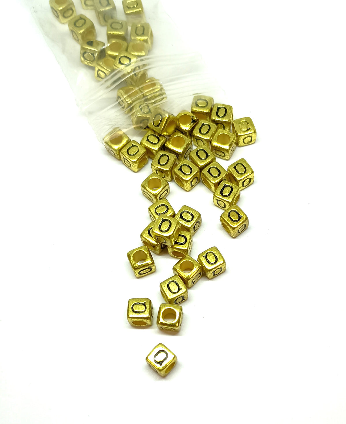 6mm Bright Gold Cube Acrylic Alphabet Beads - Single Letters