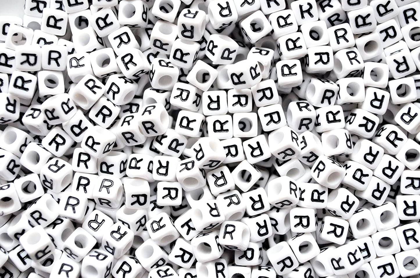 250 x 8mm white cube single & mixed alphabets / letters acrylic beads