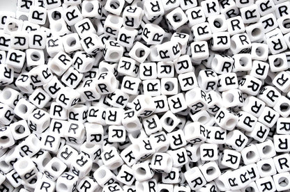 250 x 8mm white cube single & mixed alphabets / letters acrylic beads