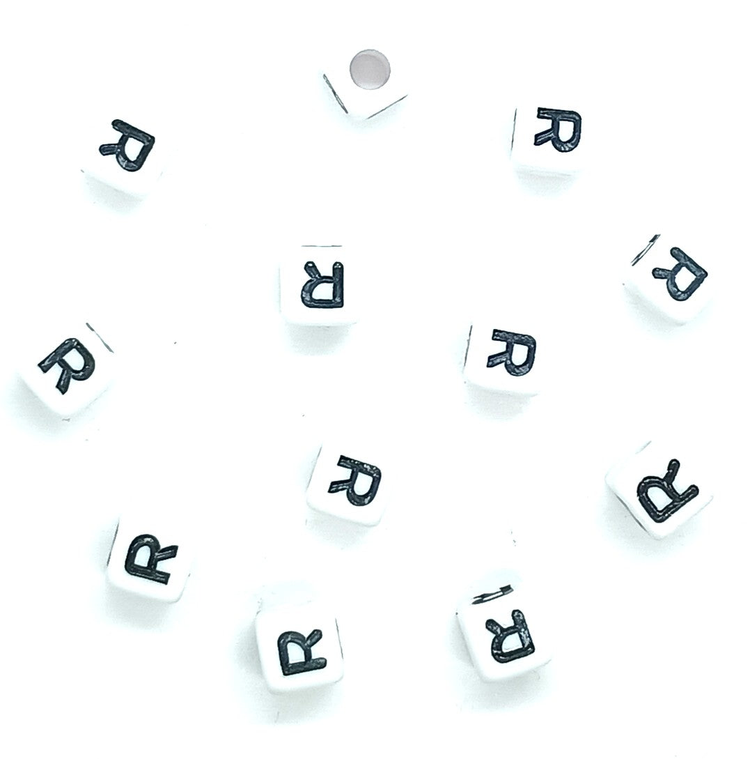 250 x 8mm white cube single & mixed alphabets / letters acrylic beads