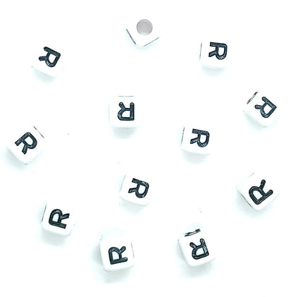 250 x 8mm white cube single & mixed alphabets / letters acrylic beads