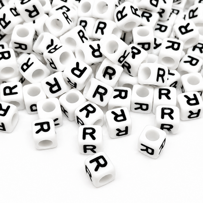 1000pcs 6mm Cube White Alphabet Beads