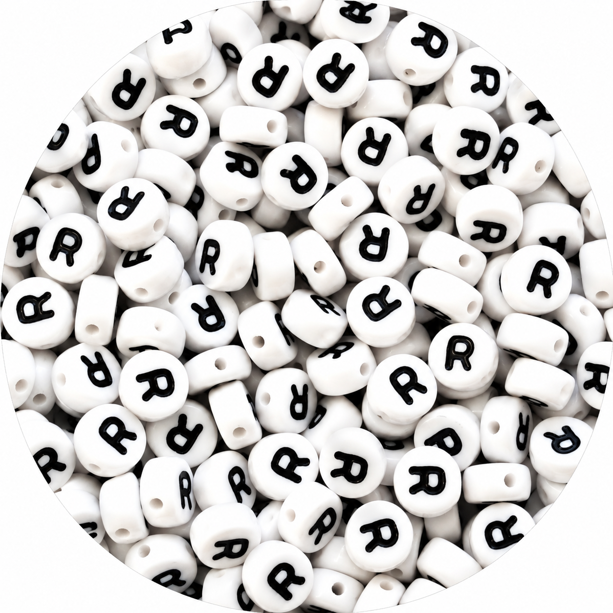 7mm White Round Acrylic Alphabet Beads