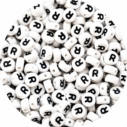 7mm White Round Acrylic Alphabet Beads
