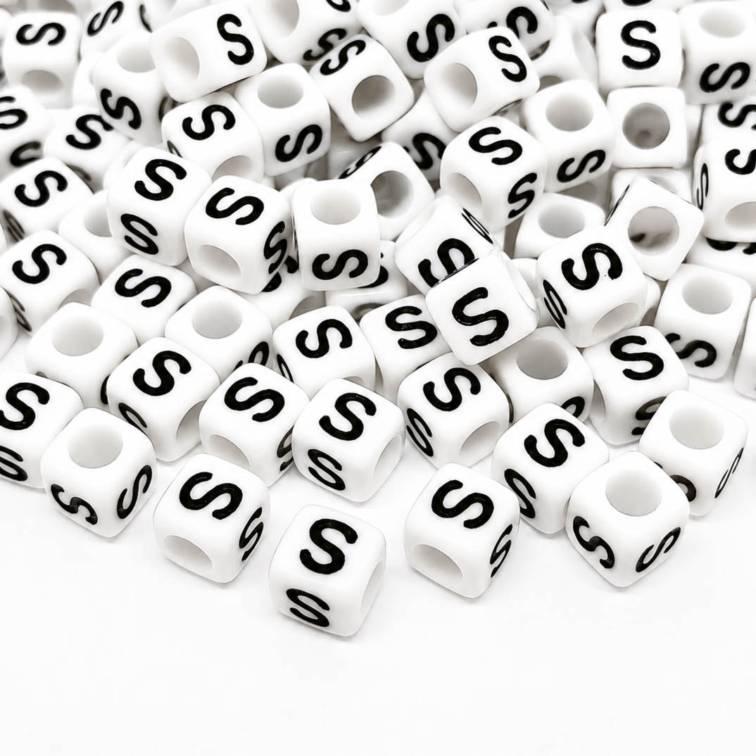 1000pcs 6mm Cube White Alphabet Beads
