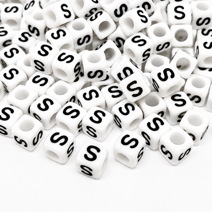 1000pcs 6mm Cube White Alphabet Beads