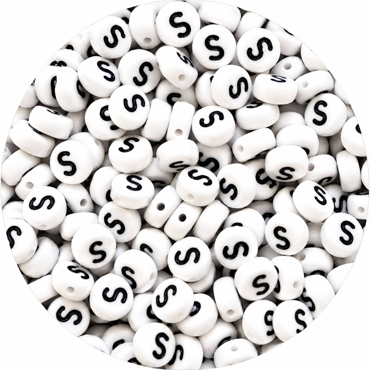 7mm White Round Acrylic Alphabet Beads