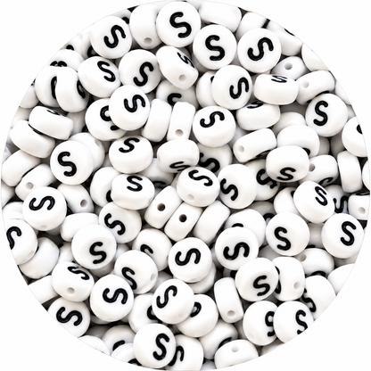 7mm White Round Acrylic Alphabet Beads