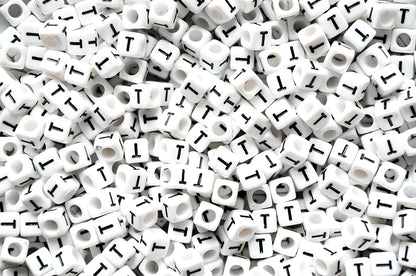 250 x 8mm white cube single & mixed alphabets / letters acrylic beads