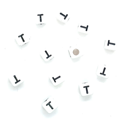 250 x 8mm white cube single & mixed alphabets / letters acrylic beads