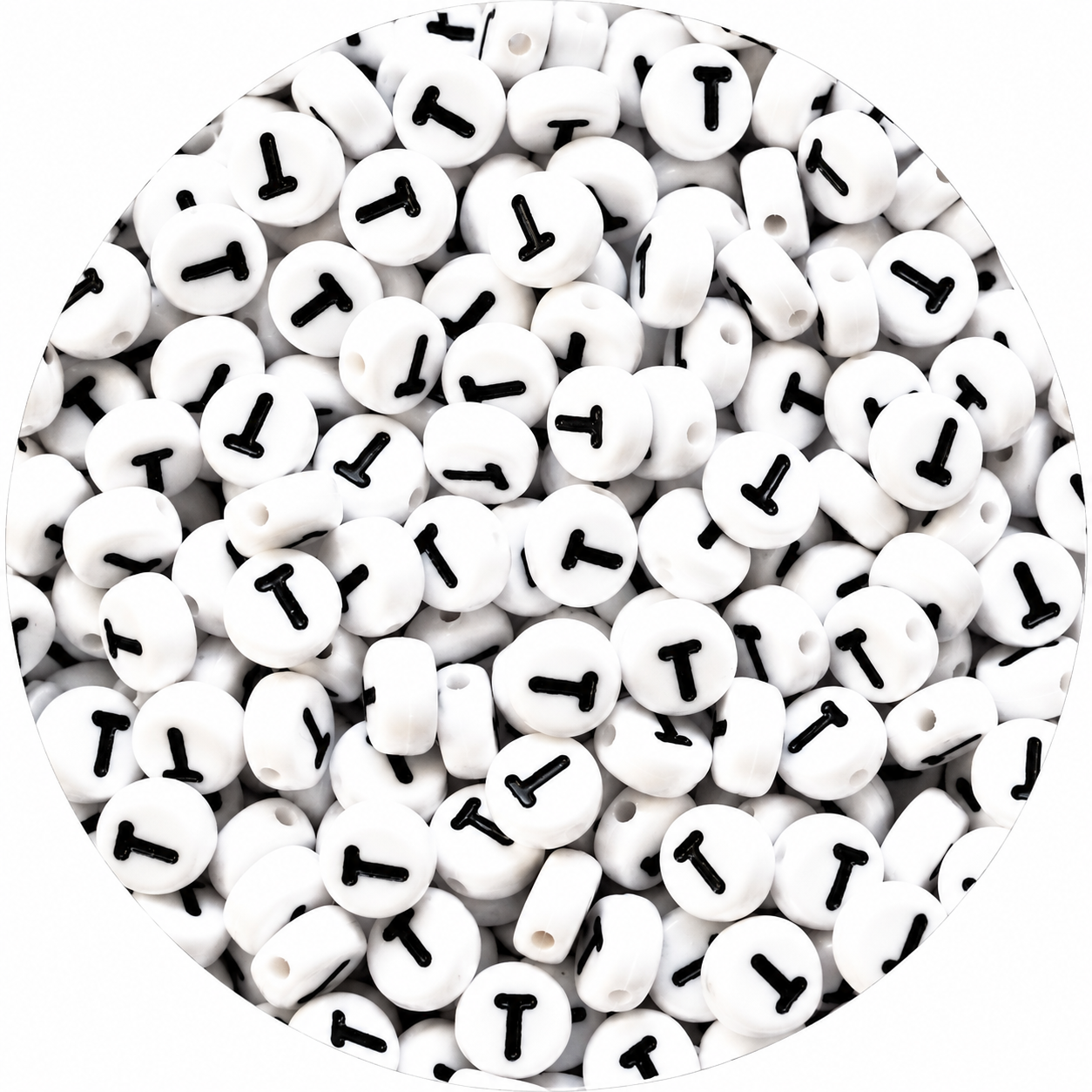 7mm White Round Acrylic Alphabet Beads