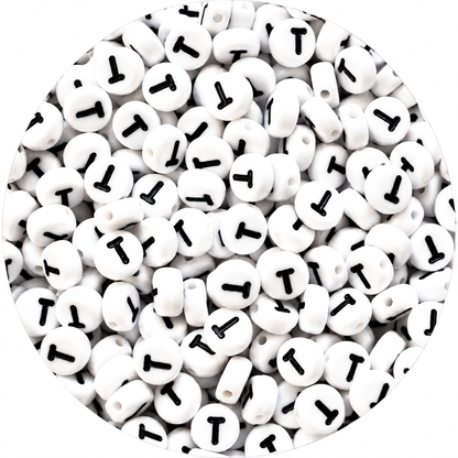 7mm White Round Acrylic Alphabet Beads