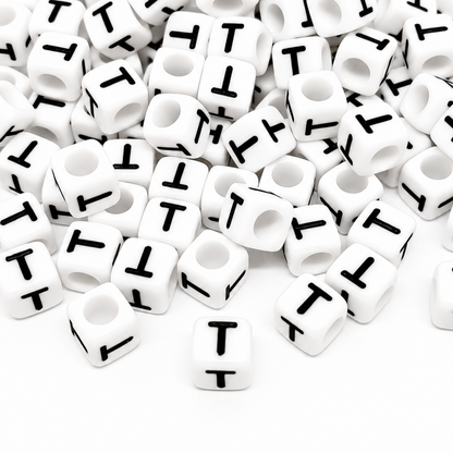 1000pcs 6mm Cube White Alphabet Beads