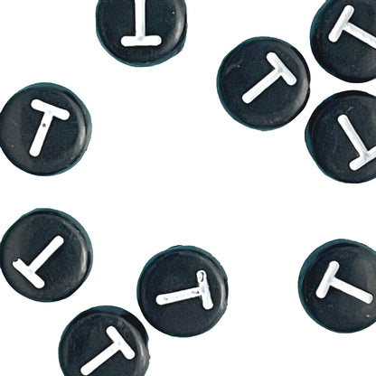 7x4mm Black Flat Round Acrylic Alphabet Beads - Single & Mixed Letters