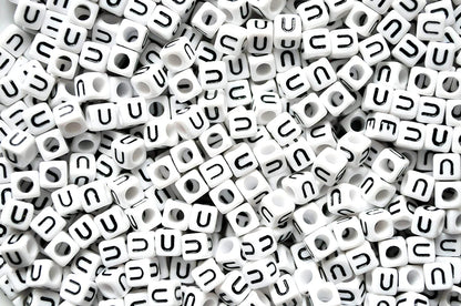 250 x 8mm white cube single & mixed alphabets / letters acrylic beads