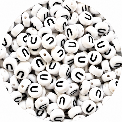 7mm White Round Acrylic Alphabet Beads