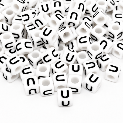 1000pcs 6mm Cube White Alphabet Beads
