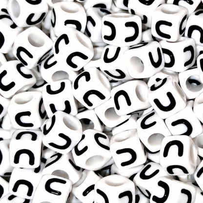 7mm White Cube Acrylic Alphabet Beads - Single Letters
