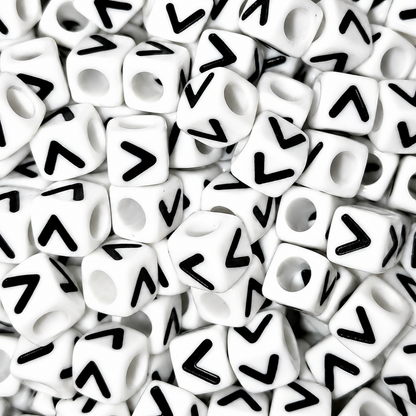 7mm White Cube Acrylic Alphabet Beads - Single Letters