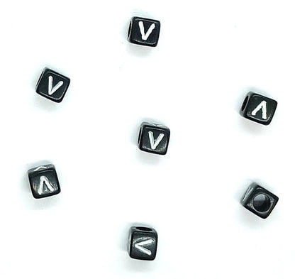 6mm Black Cube Acrylic Alphabet Beads - Single & Mixed Letters