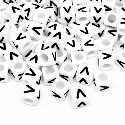 1000pcs 6mm Cube White Alphabet Beads