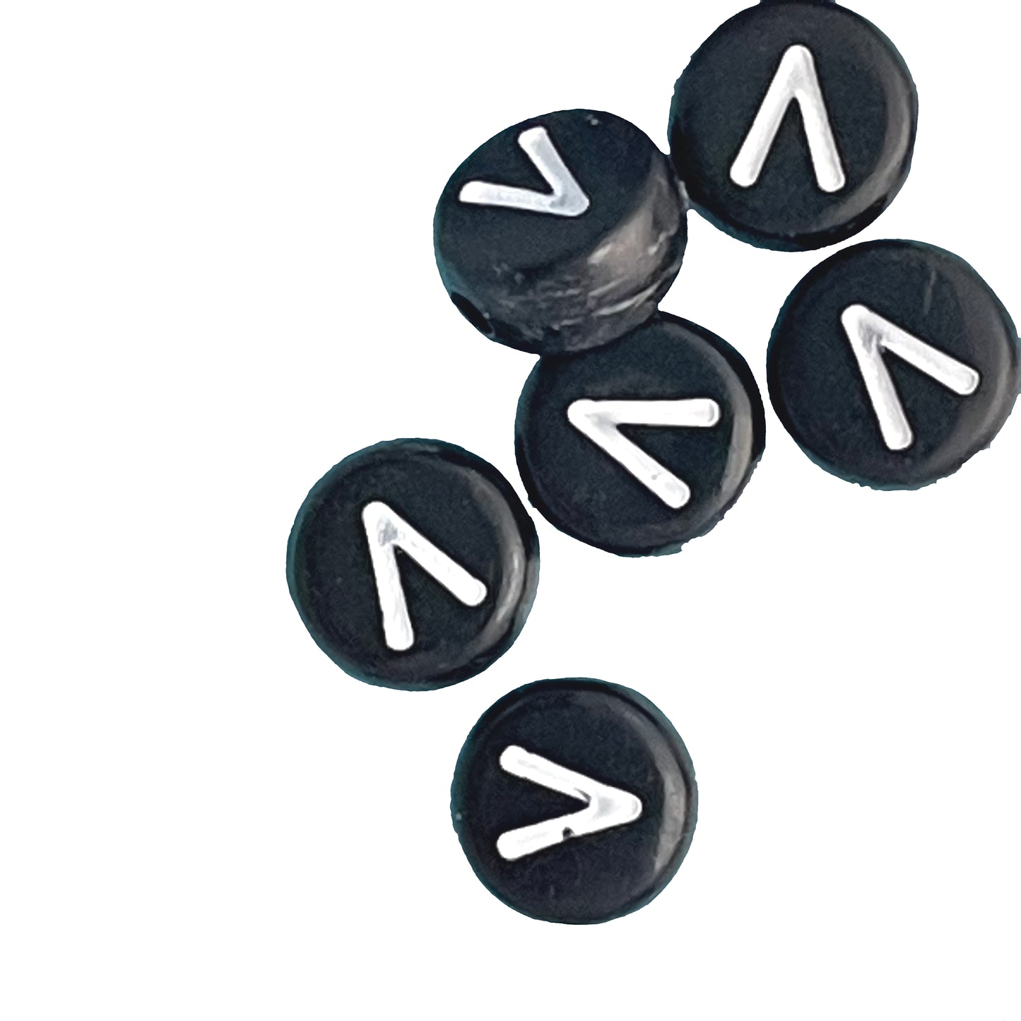 7x4mm Black Flat Round Acrylic Alphabet Beads - Single & Mixed Letters