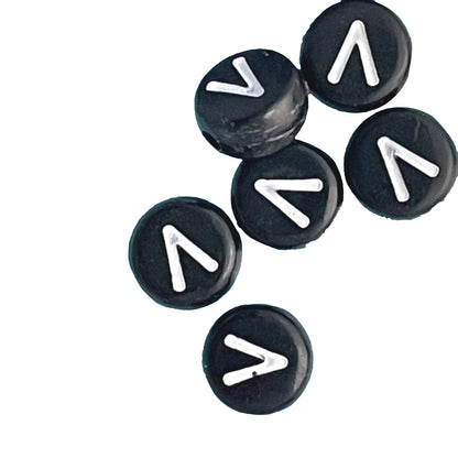 7x4mm Black Flat Round Acrylic Alphabet Beads - Single & Mixed Letters