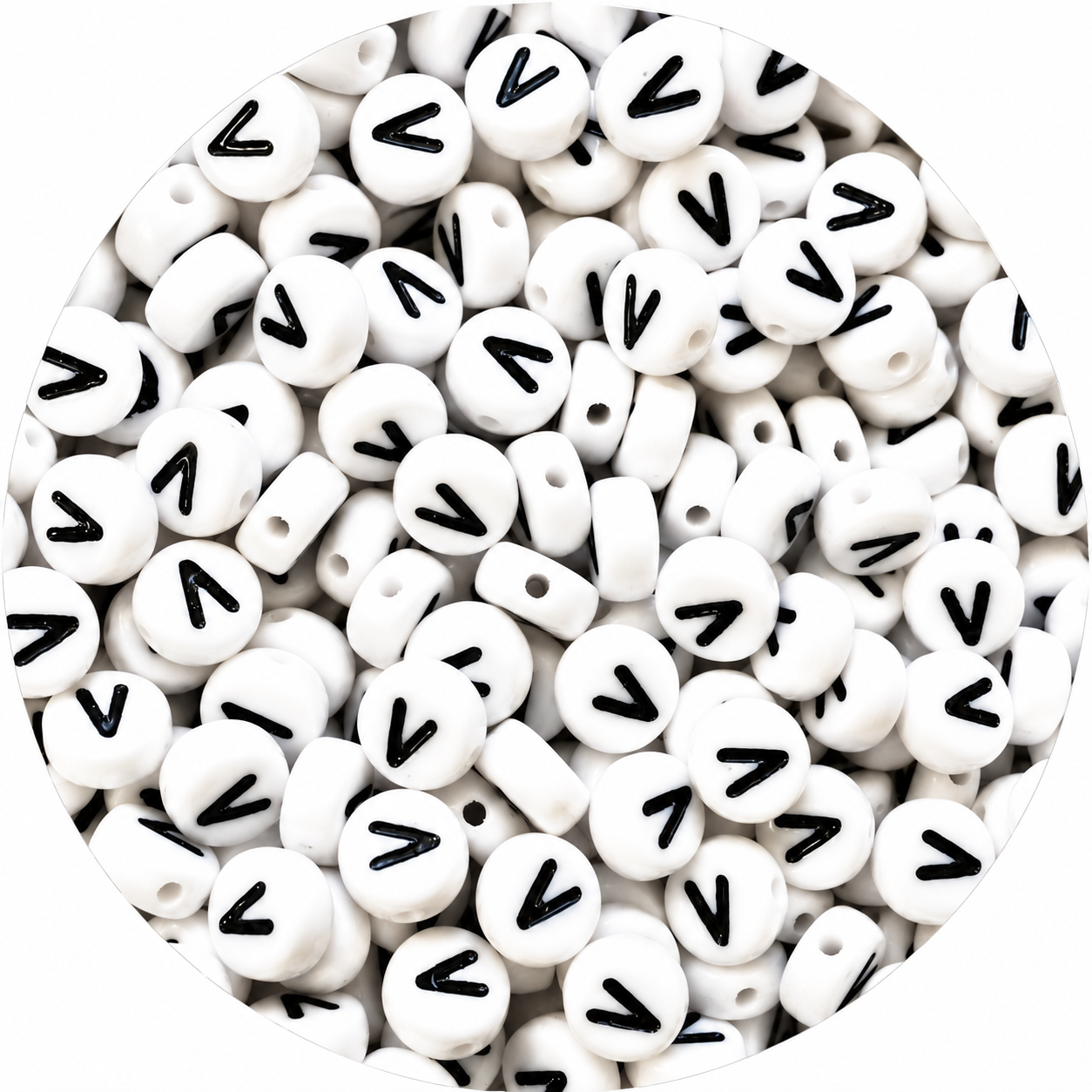 7mm White Round Acrylic Alphabet Beads