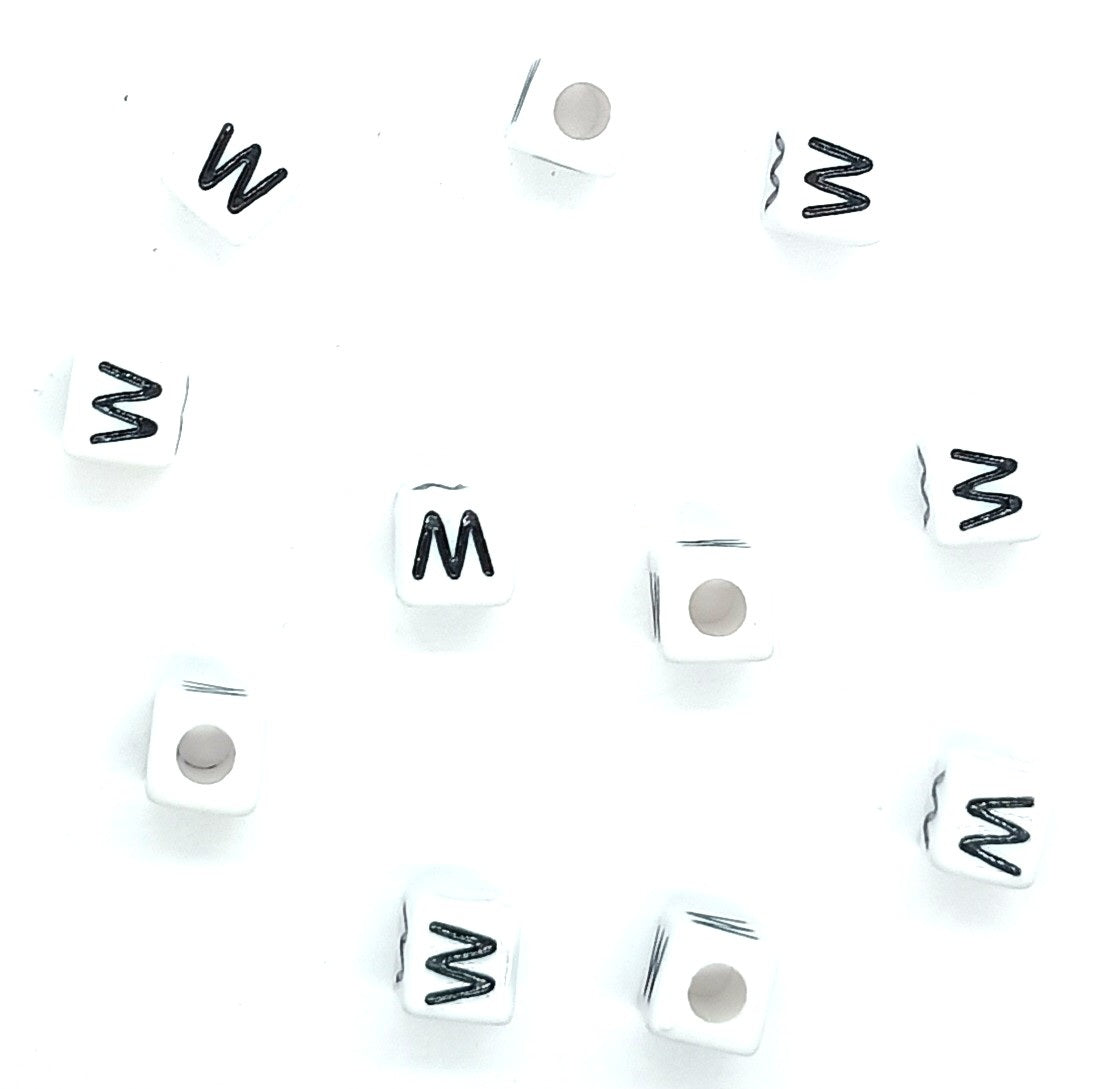 250 x 8mm white cube single & mixed alphabets / letters acrylic beads