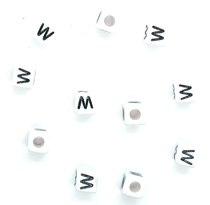250 x 8mm white cube single & mixed alphabets / letters acrylic beads