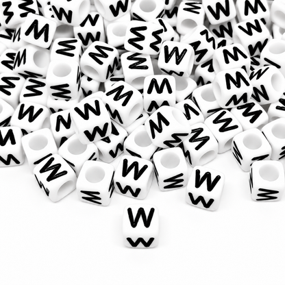 1000pcs 6mm Cube White Alphabet Beads