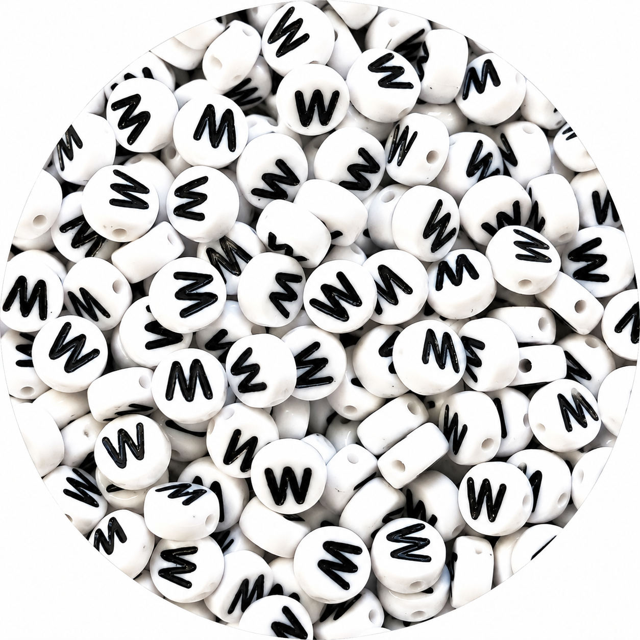 7mm White Round Acrylic Alphabet Beads