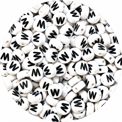 7mm White Round Acrylic Alphabet Beads