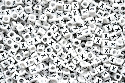 250 x 8mm white cube single & mixed alphabets / letters acrylic beads