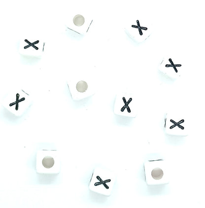 250 x 8mm white cube single & mixed alphabets / letters acrylic beads
