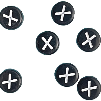 7x4mm Black Flat Round Acrylic Alphabet Beads - Single & Mixed Letters