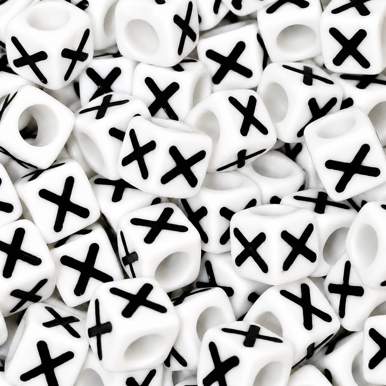 7mm White Cube Acrylic Alphabet Beads - Single Letters