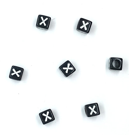 6mm Black Cube Acrylic Alphabet Beads - Single & Mixed Letters