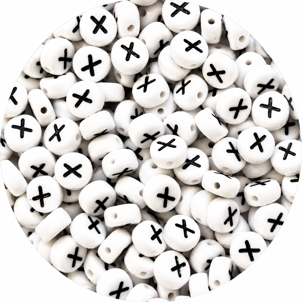 7mm White Round Acrylic Alphabet Beads