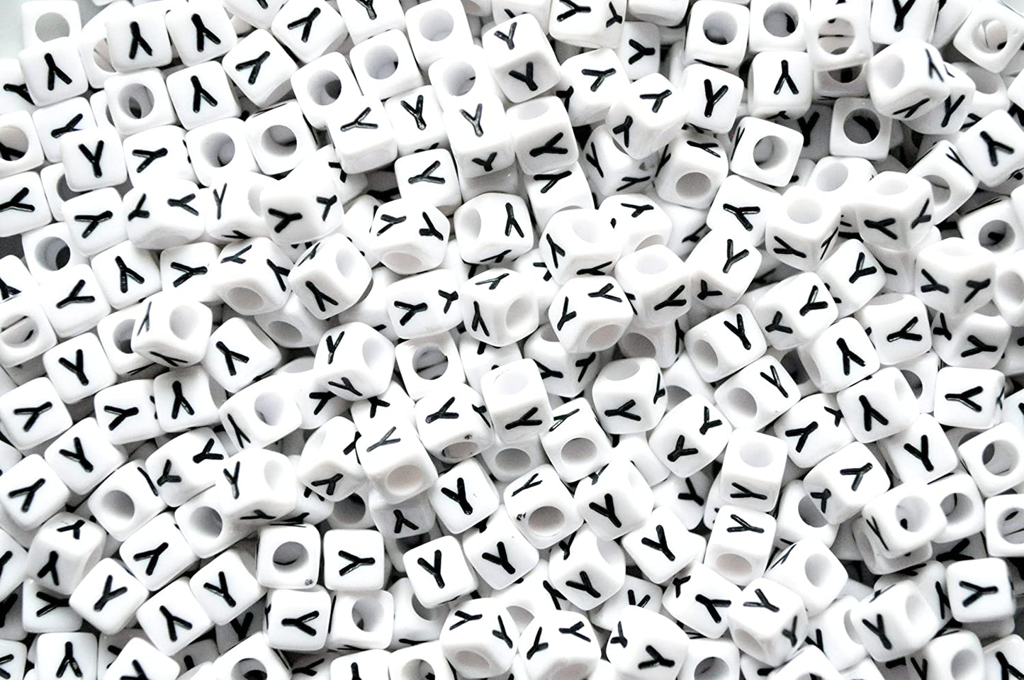 250 x 8mm white cube single & mixed alphabets / letters acrylic beads