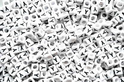 250 x 8mm white cube single & mixed alphabets / letters acrylic beads